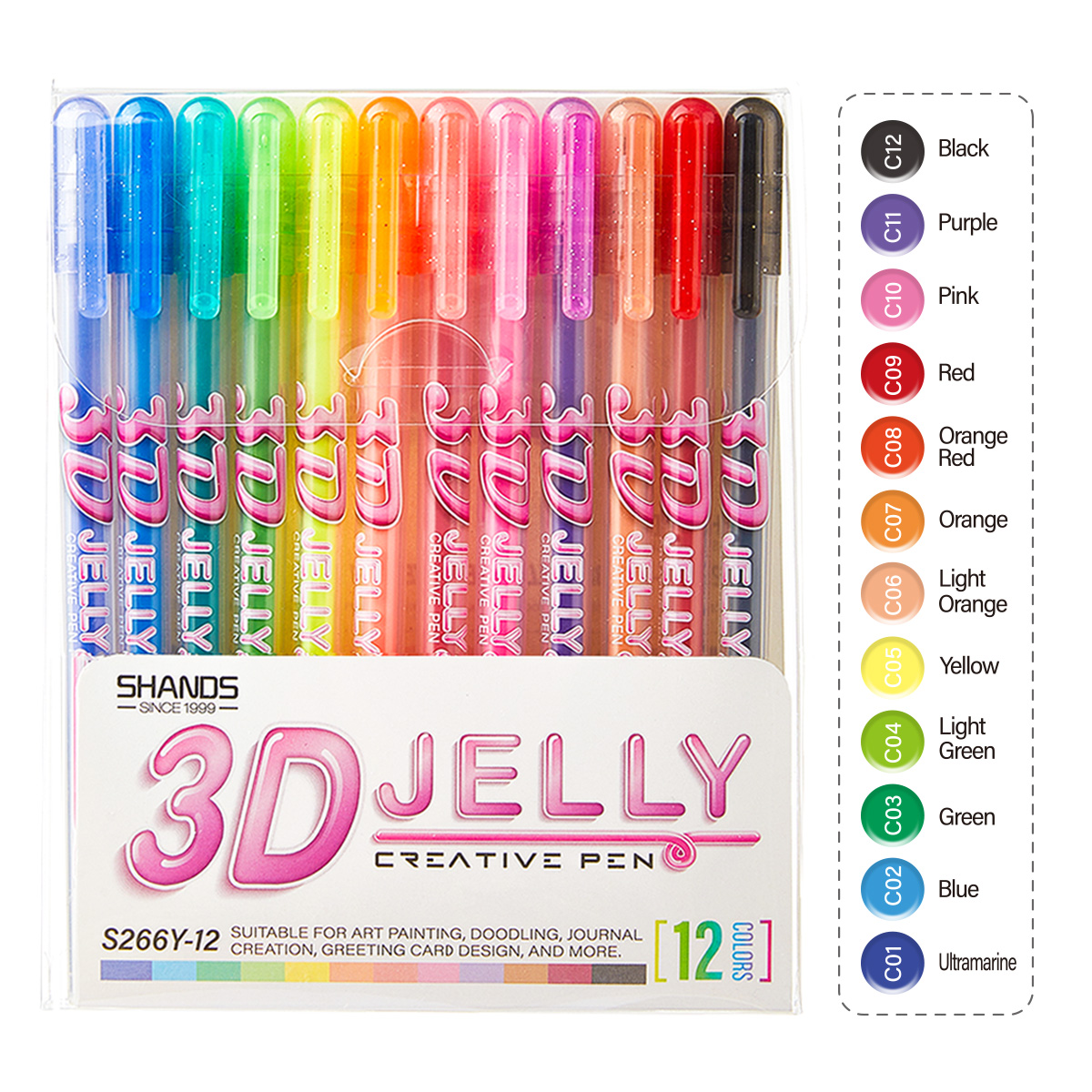 Copic Marker Sketch - SHANDS 12-delige 3D Jelly gelpennen set,