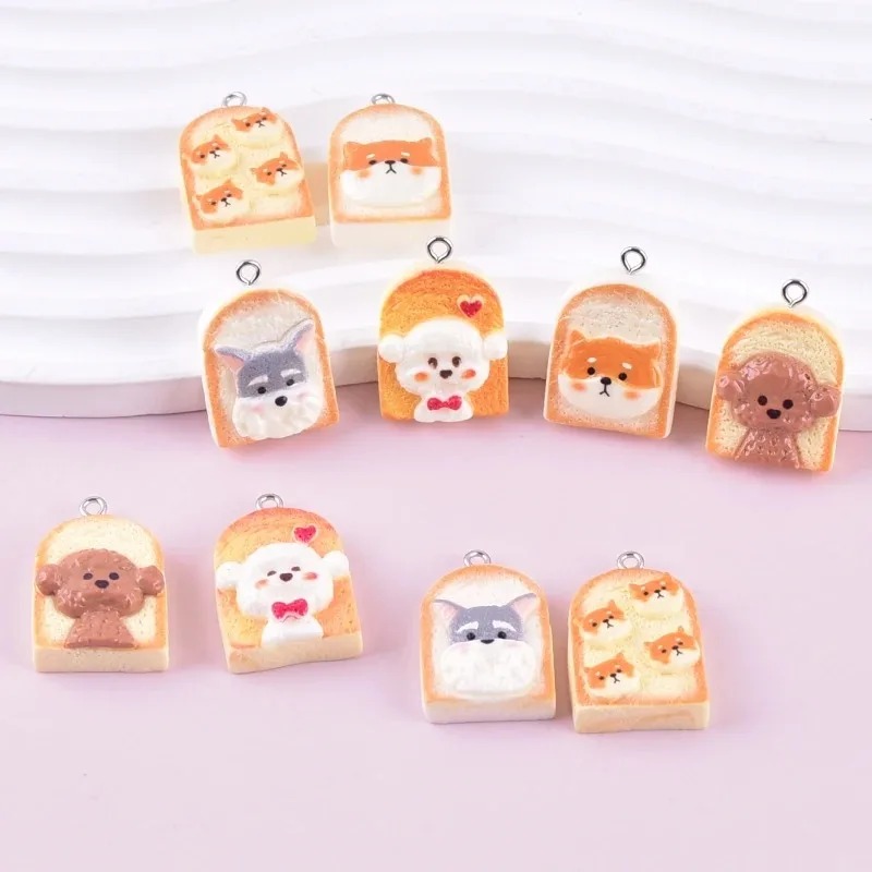 Resin Craft Supplies - 10 stuks schattige toast hond hars